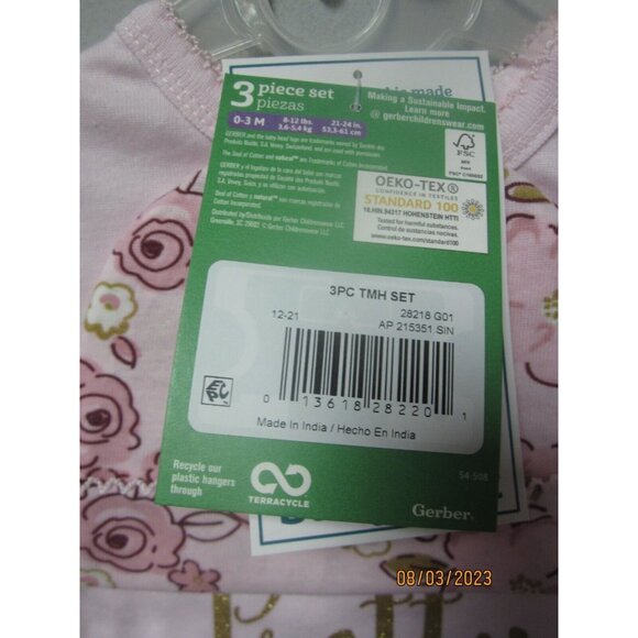 Gerber Baby Girl Take-Me-Home "Pretty as a Princess" Set Pink 0-3M - Picture 7 of 7